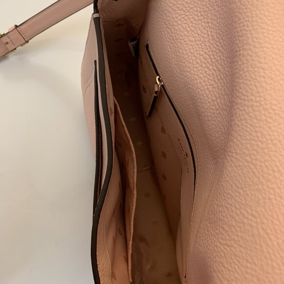 Kate Spade - Medium Flap Shoulder Bag - Pebbled leather - Rose Smoke - Picture 9 of 13